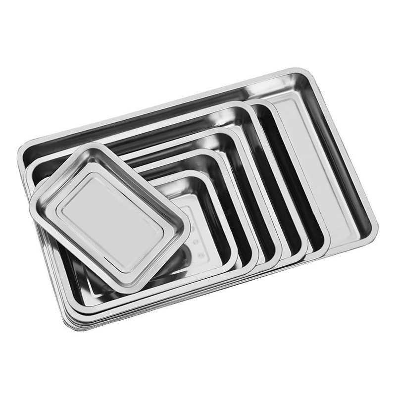 Поднос из нержавеющей стали квадратная пластина блюдо утолщенная Рыбная тарелка на гриле рисовая тарелка Коммерческая столовая плоская прямоугольная Бытовая Кухня