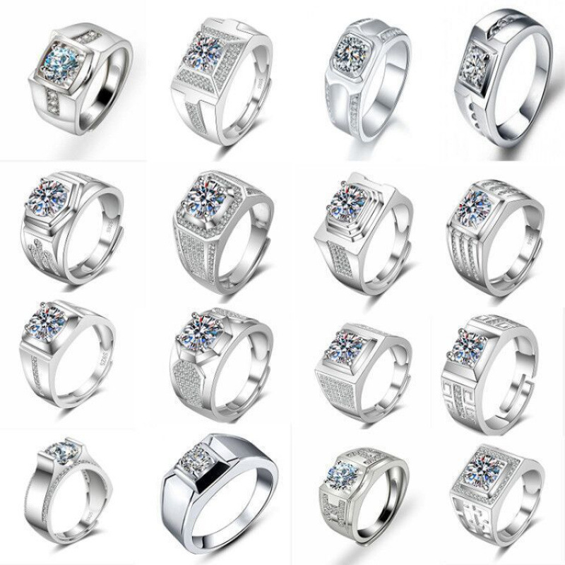 2024 Live Broadcast Hot Selling Korean Style Temperament Cross-border Accessories Men's Full Diamond Fashion Ring Large Men's Ring Jewelry