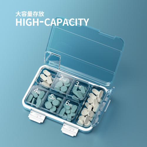 Cross-border large-capacity seven-day-a-week pill box with multiple compartments for large pills and convenient 7-compartment sealed plastic pill box