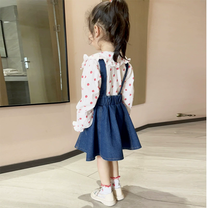 Платья для девочек, осенняя одежда, детские юбки, осенние юбки на бретелях, джинсовые юбки для малышей, платья для девочек