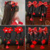 Wig, children's hairgrip, hairpins with tassels, red hair accessory suitable for national clothing, Chinese style