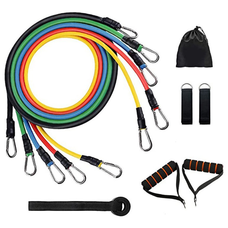 In stock supply P90x11 set tension rope latex tube TPE tension band resistance rope suit large gourd buckle