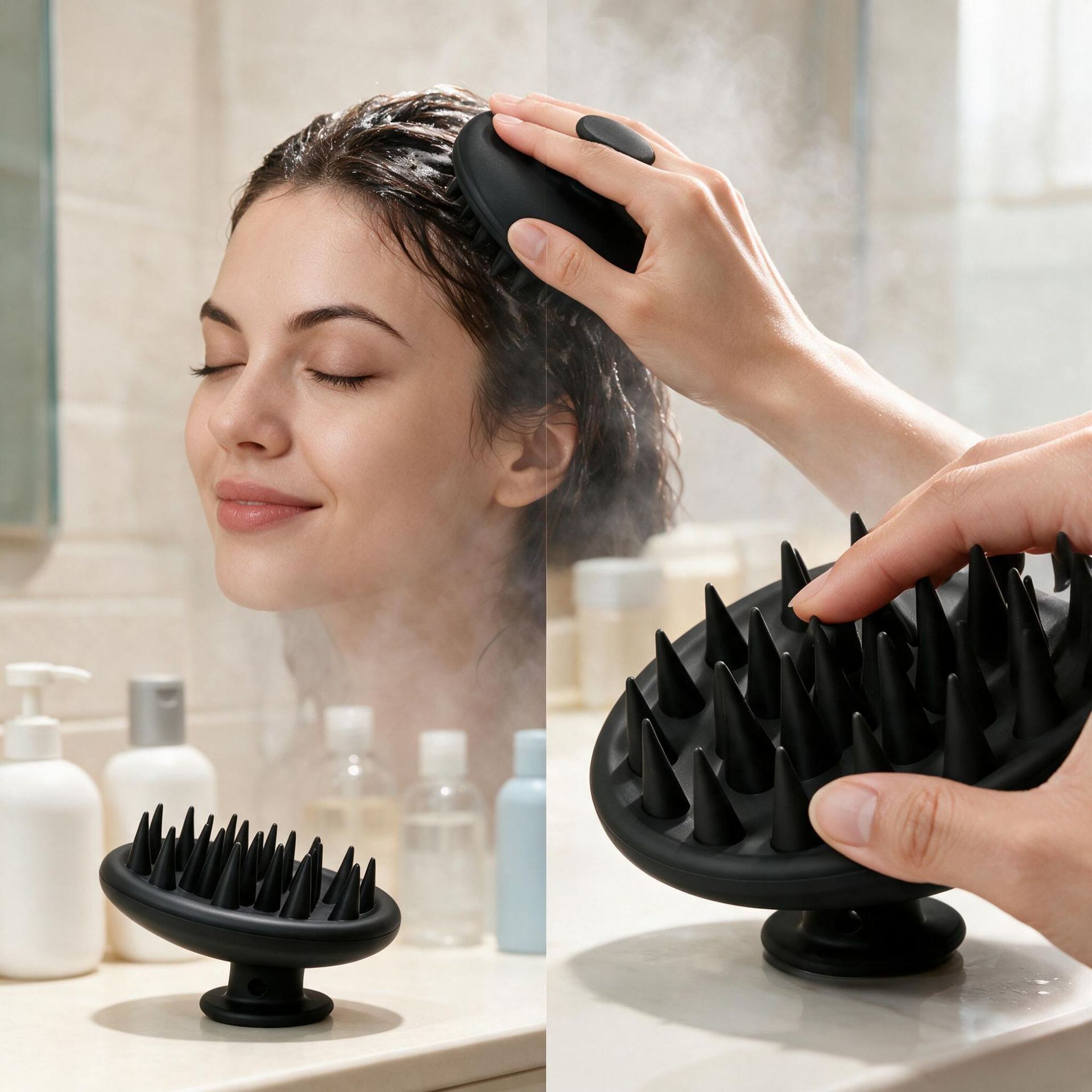 Silicone Scalp Massage Brush Head Cleaner Shampoo Comb Soft Baby Silicone Shampoo Brush Portable Hair Washing Tool
