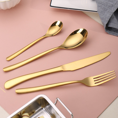 410 stainless steel French moonlight tableware thin handle spoon bright hotel restaurant steak knife fork spoon tea spoon