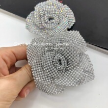 轻奢闪钻玫瑰花贴 立体水钻铝网钻手工鞋花 百搭DIY鞋花胸花配件