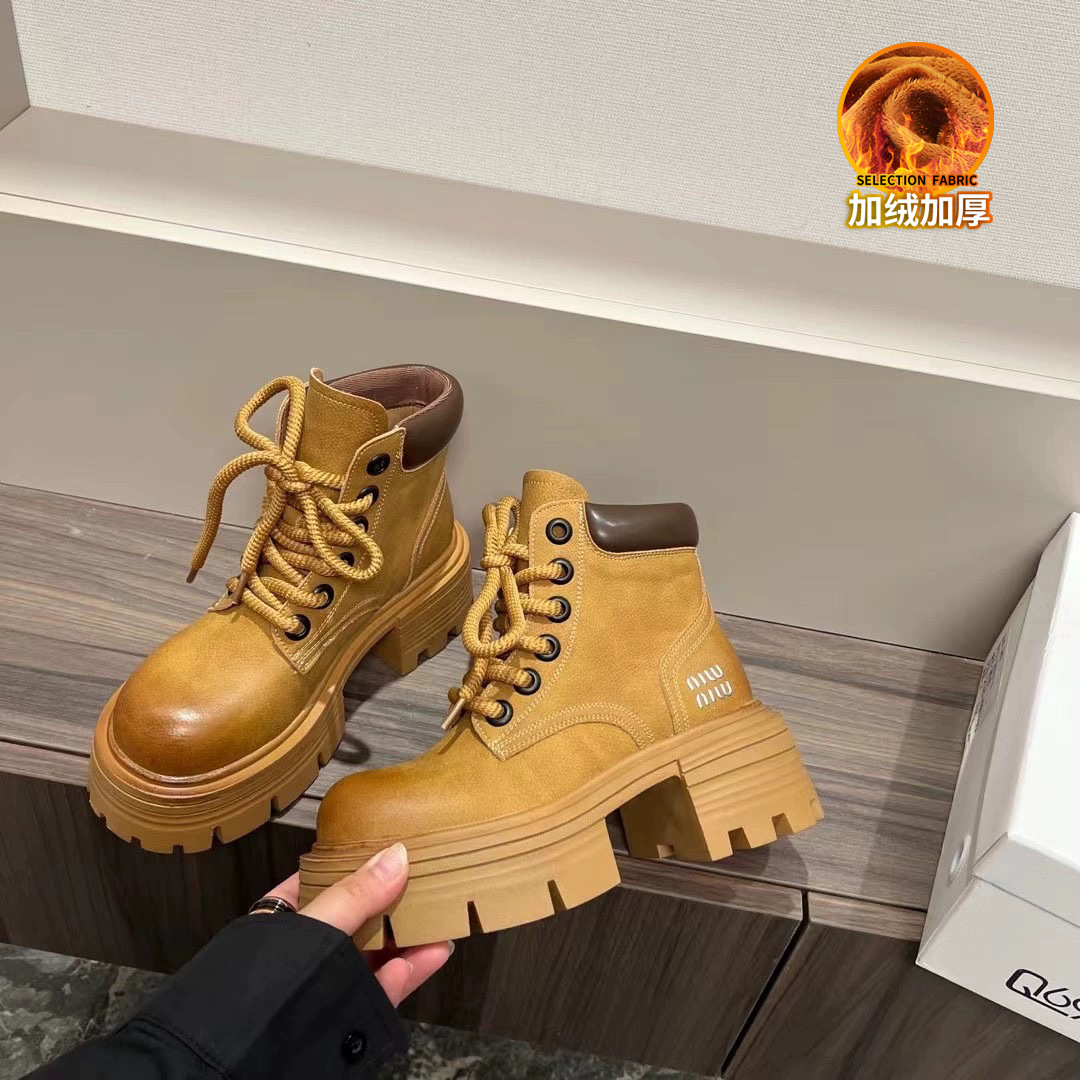 Boots for Women 2025 New Autumn and Winter British Style Retro Korean Style Non-Slip Thick-Soled Short Boots for Small People
