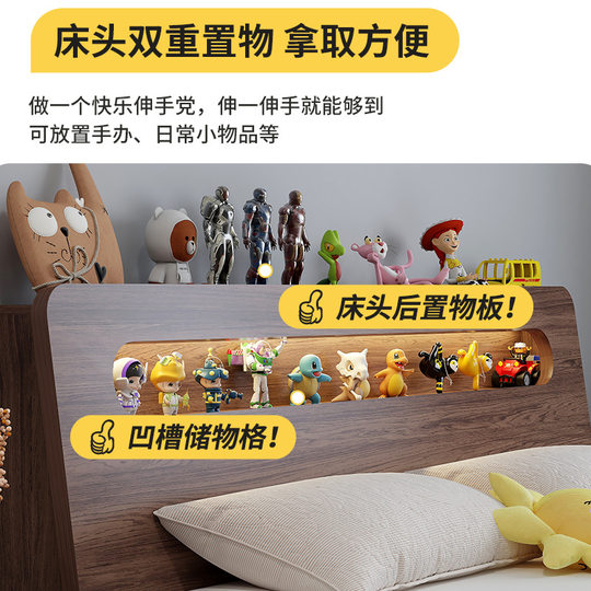 Solid wood bed double bed 1.8M modern minimalist factory direct sales simple 1.2m rental house 1.5 m storage single bed