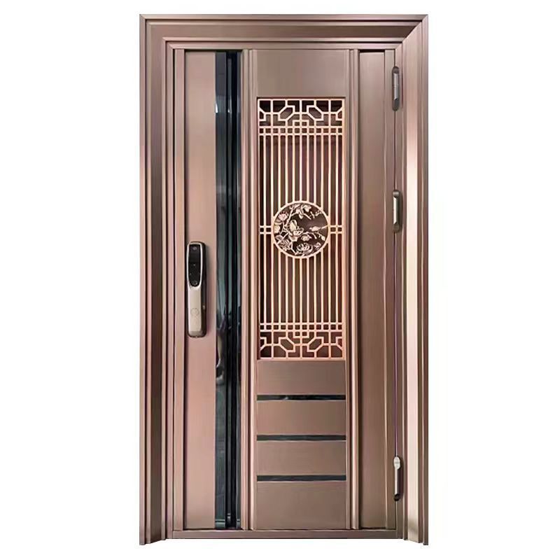 High-End 304 Stainless Steel Anti-Theft Door, Smart Korean-Style Entrance Door with Light-Transmitting and Ventilation Features