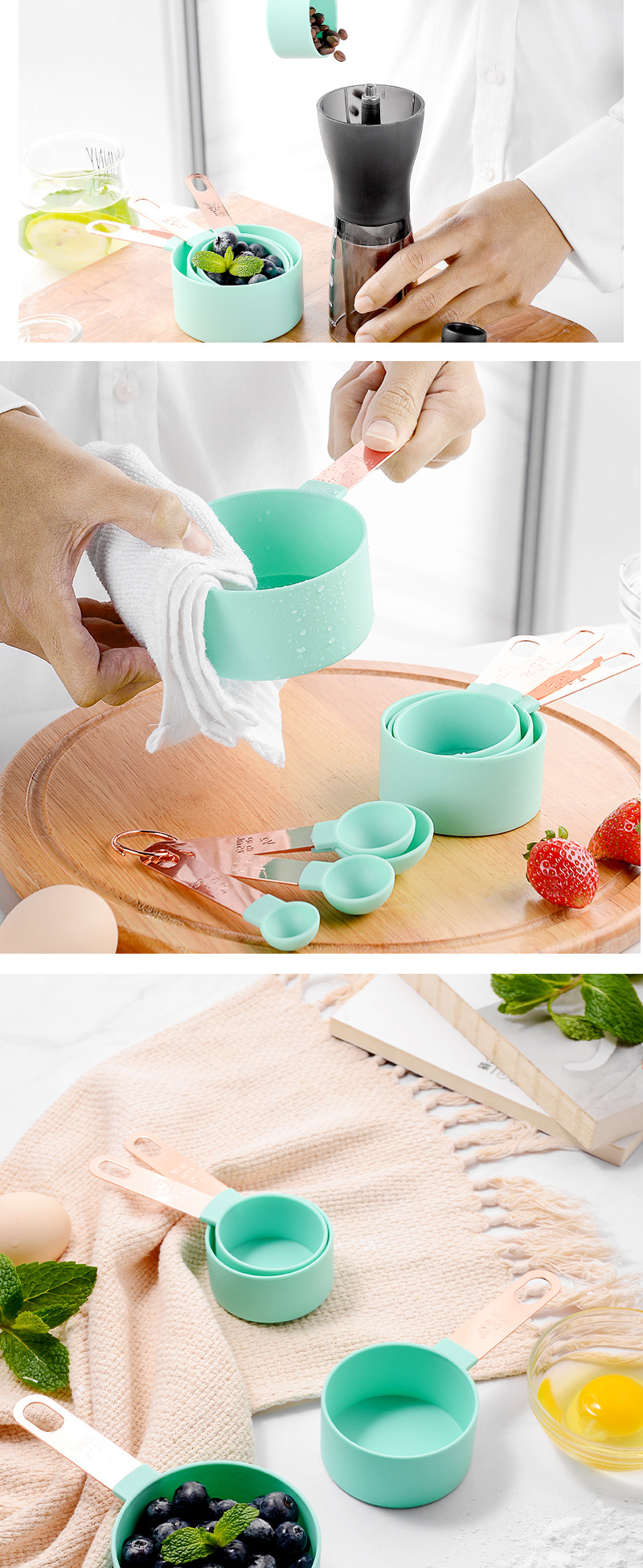 PP, Stainless Steel Material Geometry Pattern Fashion Style Fashion Geometry Pp Stainless Steel Measuring Spoon 1 Set