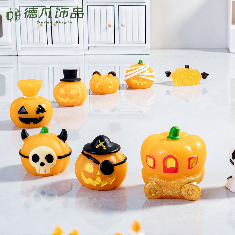 クロスボーダーハロウィン邪悪なカボチャの装飾品樹脂小さなカボチャの装飾品キャンドルライトかわいい車のデスクトップ装飾|undefined
