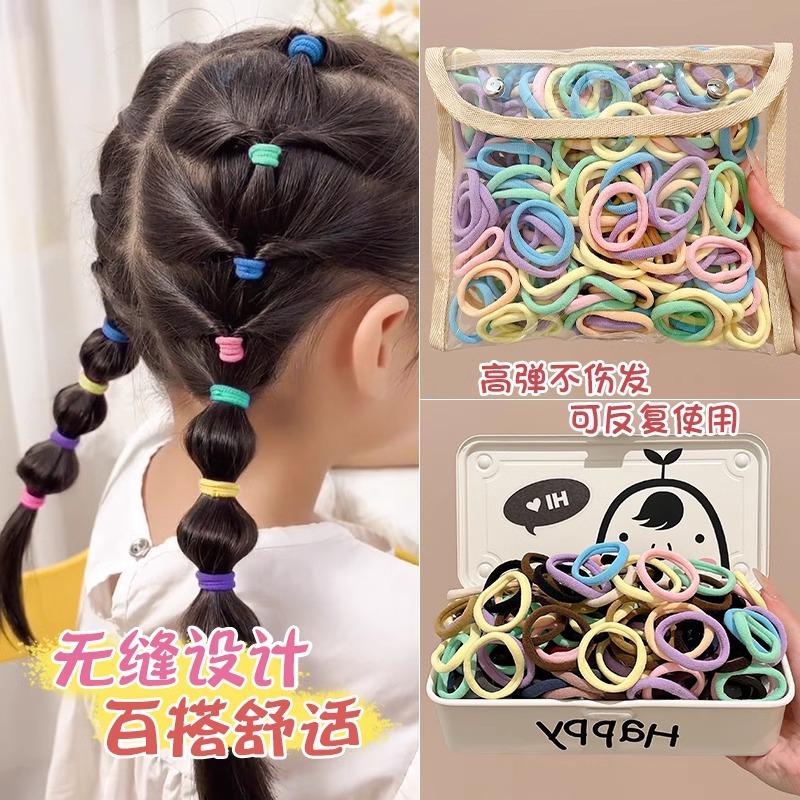 Niños lindos anillos de cabello de color correa de goma niñas de cabello de cola de caballo niñas de alta elasticidad no lastiman cabello