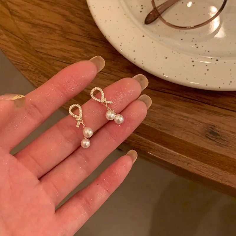 Earrings from pearl, small design ear clips, silver 925 sample