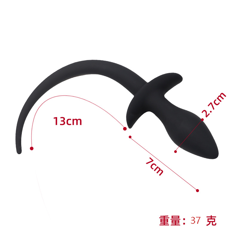 Silicone Dog-Tail Anal Plug Beads, 37 g Rose Red Flirting Prop — detail image 4