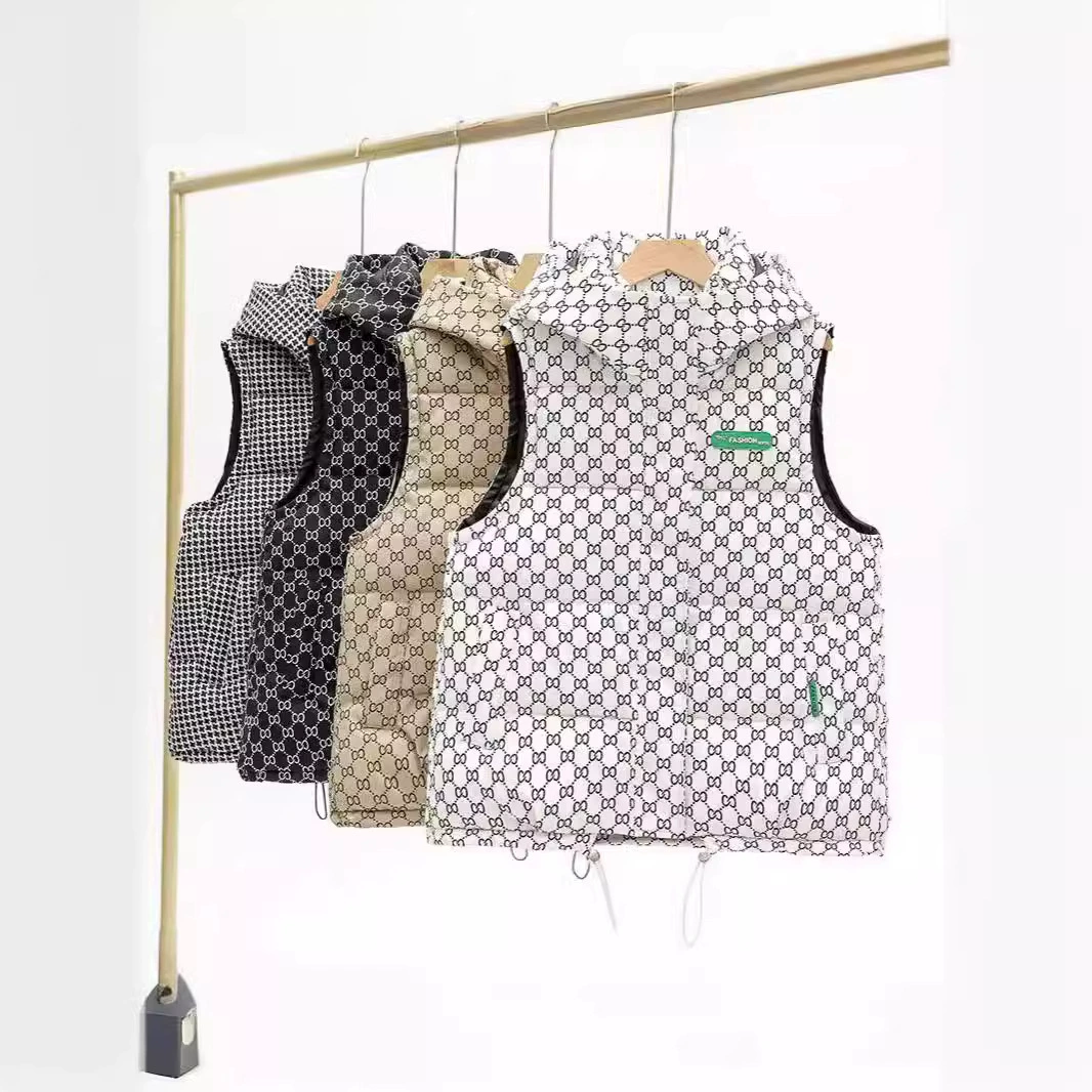 С капюшоном из пухового хлопка жилет женский 2024 осень-зима новая тысяча птиц