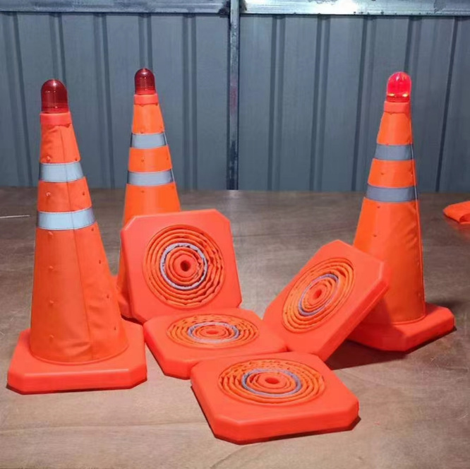 portátil telescópico camino cónico plegable cónico reflector cónico triangular de tráfico vehicular de emergencia de estacionamiento aviso cónico helado tubo