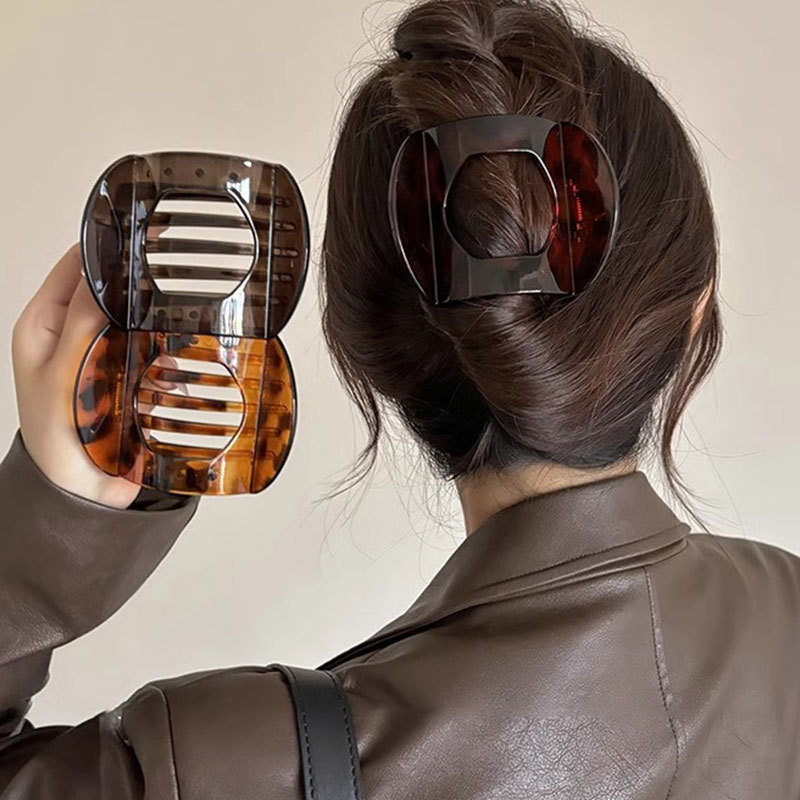 Clip de agarre de arco de cabeza sin pellizco para mujeres cabello grande más tarjeta de cabello de boca de pato sensación de alto nivel de cabeza trasera clip de cabello tocado