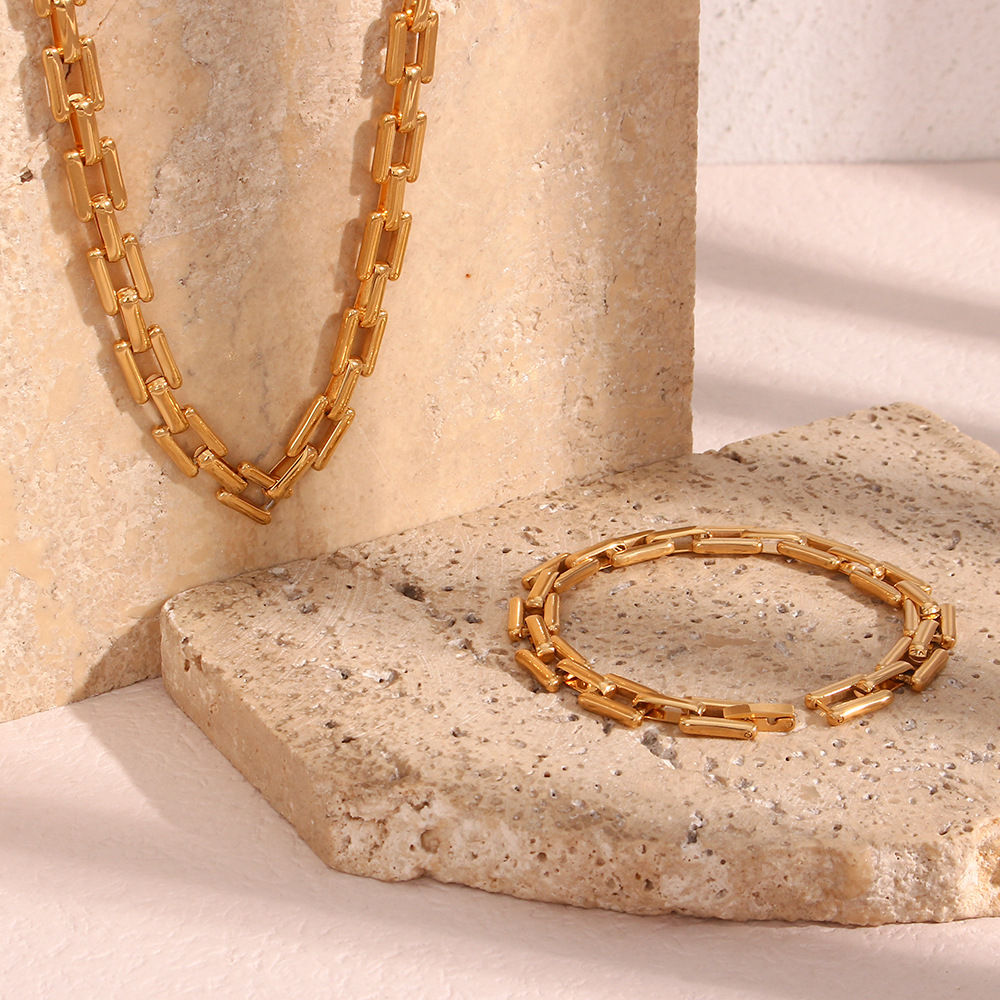 Fashion Geometric Stainless Steel Plating Bracelets Necklace