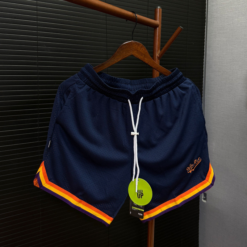 American double-layer large mesh three-part pants men's sports leisure fitness training running basketball shorts but knee pants American double-layer large mesh three-part pants men's sports leisure fitness training running basketball shorts but knee pants