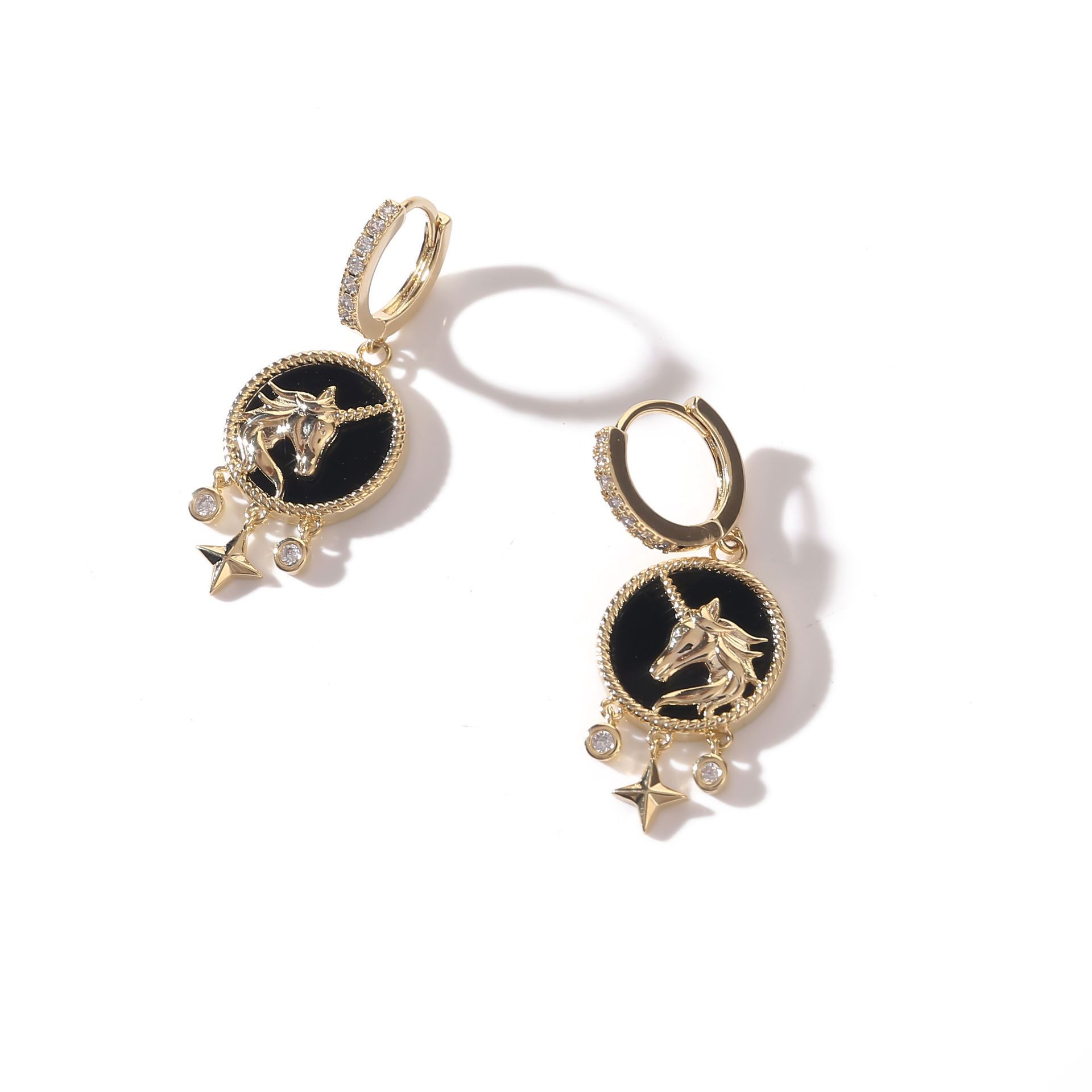 Boucles D Oreilles Vintage En Argent 925 Avec Zircons Hippocampe_voghion.com