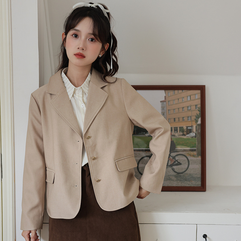 Simple French-style Short High-end Elegant For Women, New Spring Collection, Versatile Blazer With A Suit Collar_ecoleips.com