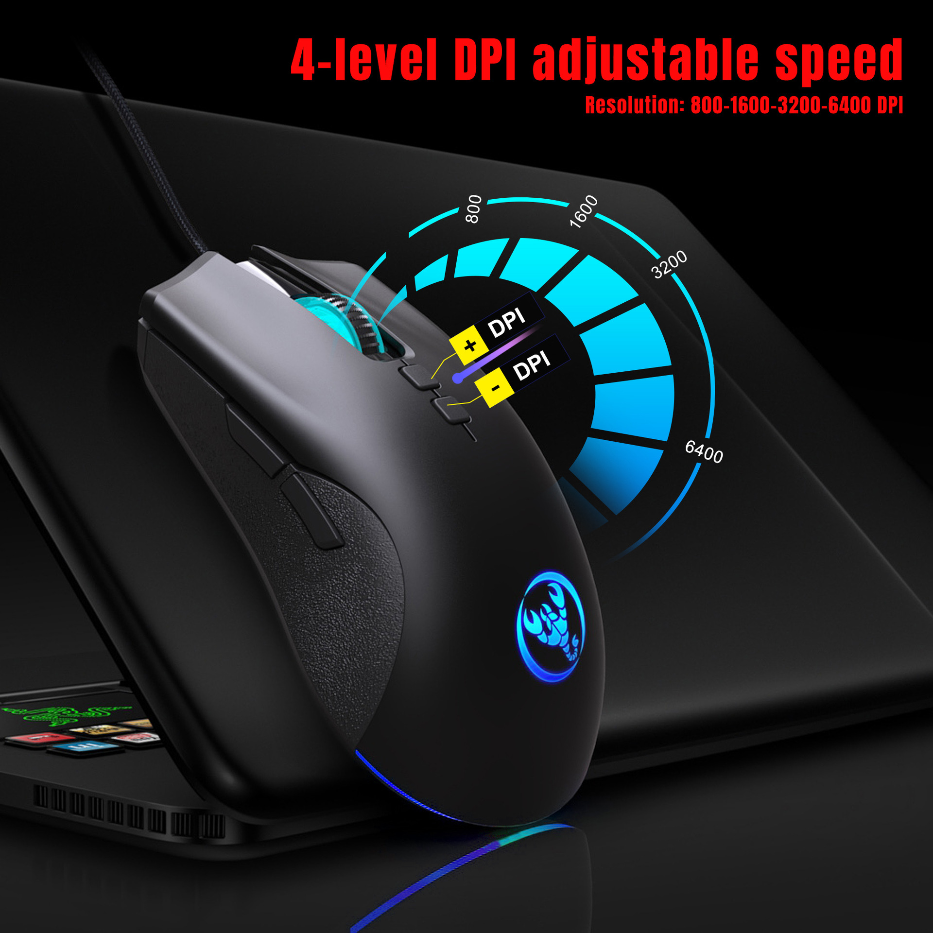 New 61keys luminous set, wired mouse, office gaming keyboard_voghion.com