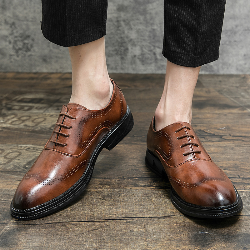 Comercio exterior zapatos de cuero casuales de gran tamaño para hombres primavera y otoño zapatos de cuero suave con suela gruesa zapatos de moda para hombres zapatos de novio image 4