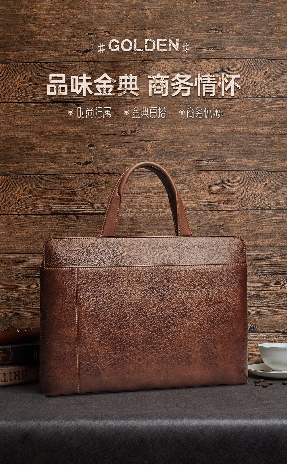 Túi xách nam da bò vintage tote bag đựng laptop công suất lớn chi tiết 16