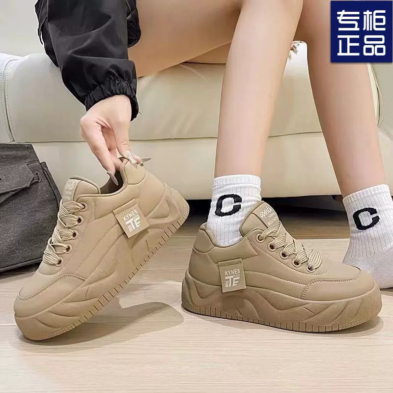 厚底面包鞋单鞋2025春秋季新款百搭软皮软底休闲鞋女工作鞋小白鞋