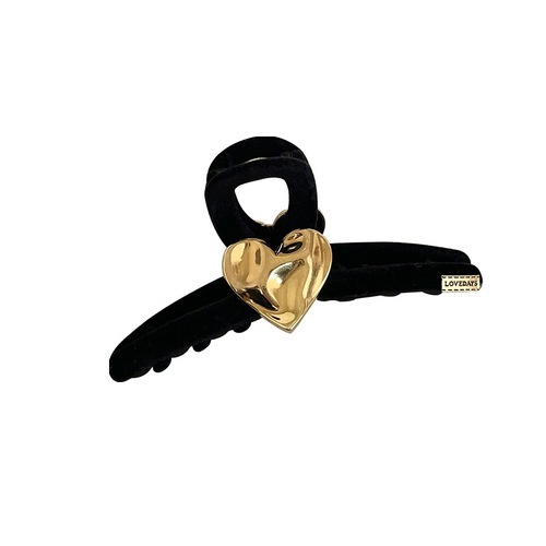 Black velvet love grabber female large size high-end  new autumn and winter hairpin internet celebrity shark clip hair accessory