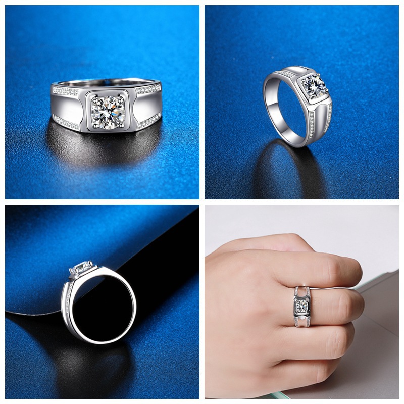Geometric Pattern All Seasons Season 1.0ct 925 Sterling Silver Moissanite High Carbon Diamond Geometric Rings Moissanite Rings GRA Certificate