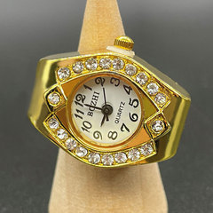 【戒指表】亞馬遜外貿電商鑲鑽個性男女合金石英戒指手錶批發