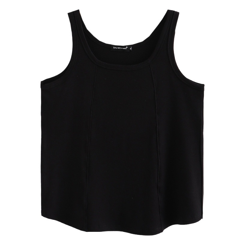 Large size women's simple solid color elastic vest spring and summer new cover skin thin sleeveless sleeveless bottom shirt 482313