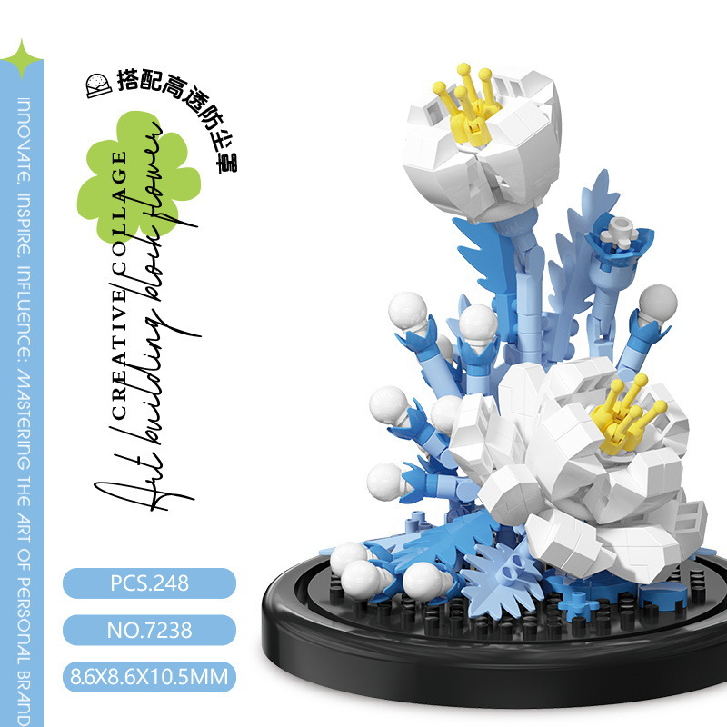 Cubierta de polvo, bloques de construcción, flores, compatible con Lego en maceta, flores de hibisco, juguetes de ensamblaje para niños, venta al por mayor transfronteriza de San Valentín