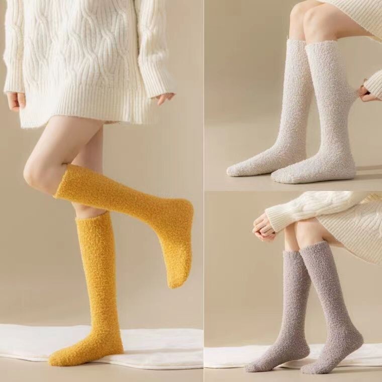 New Women's Leg Warmers for Autumn and Winter, Fleece-Lined, Thickened, Warm, Over-The-Knee, for Home, Floor, Sleep, Coral Fleece, Warm Calf Socks New Women's Leg Warmers for Autumn and Winter, Fleece-Lined, Thickened, Warm, Over-The-Knee, for Home, Floor, Sleep, Coral Fleece, Warm Calf Socks