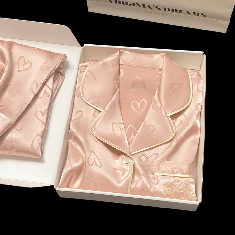Silk Pajamas for Women Summer 2026 New Style Chinese Valentine's Day Gift for Girlfriend Wife Birthday Gift Box Set