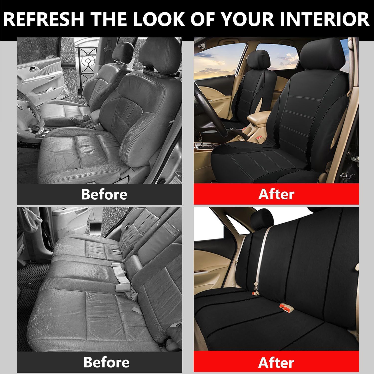 Cross-Border Four-Season Universal Single Seat 2-Piece Set + Double Seat 4-Piece Set Car Seat Cover with Waistline Design Fabric Cushion Cover