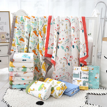 天天纯棉宽边纱布新生儿6层浴巾A类超柔吸水儿童毛巾被初生儿婴儿