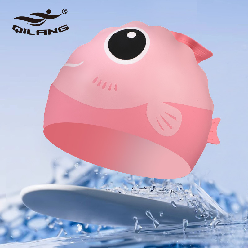 Sombreros de baño para niños impermeables para niños no estrangular lindos sombreros impermeables de silicona de dibujos animados sombreros de baño para bebés protectores de oído profesionales