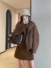 美拉德氛围细羊毛羊驼毛双面呢小个子短款大衣外套女25冬G110210
