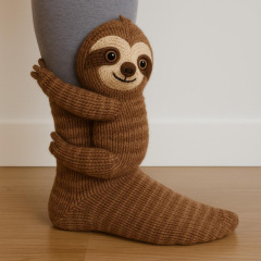 跨境新款 3D Knit Animal Socks 毛绒钩针动物袜子可爱动物袜子