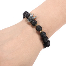 欧美 火山石铺CZ帝王泰国和皇冠头盔魅力男士或女士手链手串批发