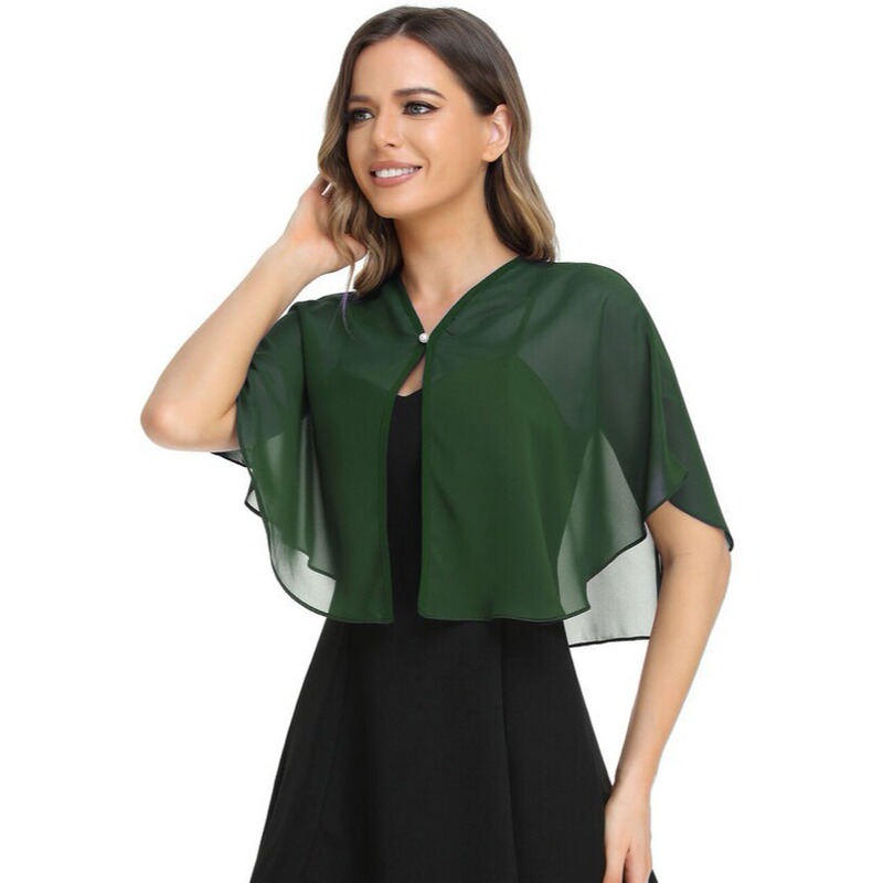 One-Button Women's Shawl Female Bride Chiffon Jacket Small Cape Spring and Summer Thin Breathable Wedding Accessories Sun Protection Shirt One-Button Women's Shawl Female Bride Chiffon Jacket Small Cape Spring and Summer Thin Breathable Wedding Accessories Sun Protection Shirt