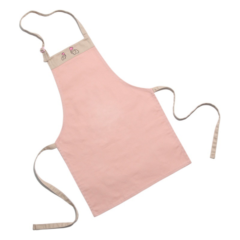 Delantal DE LOS NIÑOS traje Rosa delantal algodón para hornear guantes bordados patrón dibujos animados chef sombrero