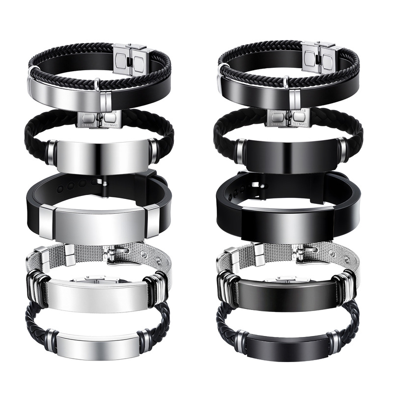 European and American Cross-Border Popular Fashion Items: Stylish and Simple Men's Personalized Stainless Steel Bracelets, Various Matching Bracelet Styles