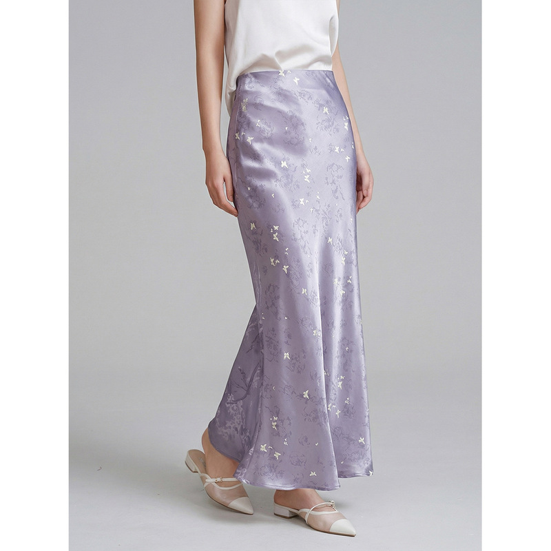 【Zhihetang】2026 Summer New Butterfly Acetate Fishtail Skirt Pear-Shaped High-Waisted A-Line Long Skirt for Women 【Zhihetang】2026 Summer New Butterfly Acetate Fishtail Skirt Pear-Shaped High-Waisted A-Line Long Skirt for Women