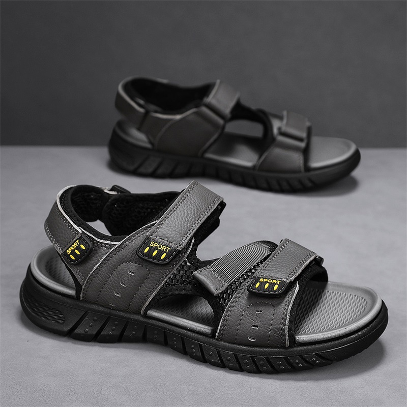 Foreign trade export Italy big original single withdrawal cabinet large size cowhide open toe sandals men's sports leisure beach shoes