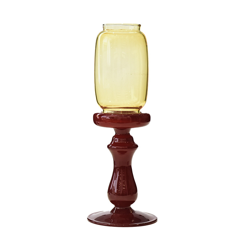 Nuevo estilo chino Zen Ming y Qing candelabro sala de té aromática atmósfera candelabro de vidrio casa lámpara de vela de suelo decoración ceremonia del té