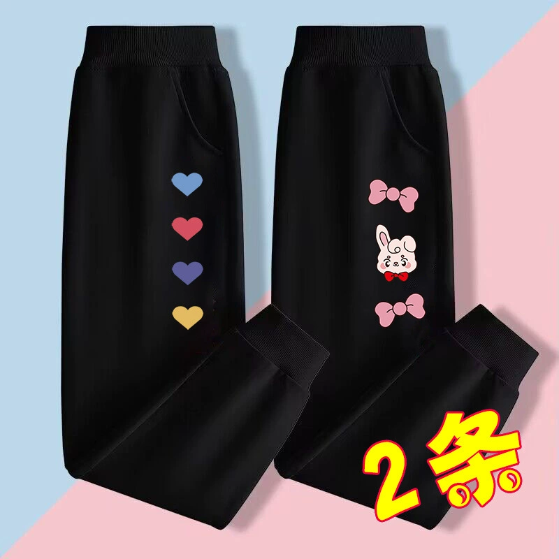 Длинные брюки для девочек, осенняя тонкая верхняя одежда, студенческие спортивные повседневные брюки из чистого хлопка, новинка 2025 года, осенние спортивные штаны для девочек