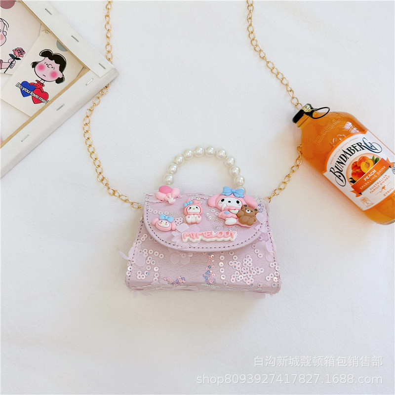 Bolsos infantiles, bolsos de moda princesa de perlas, bolsos de cambio de chicas lindas, bolsos de hombro de encaje