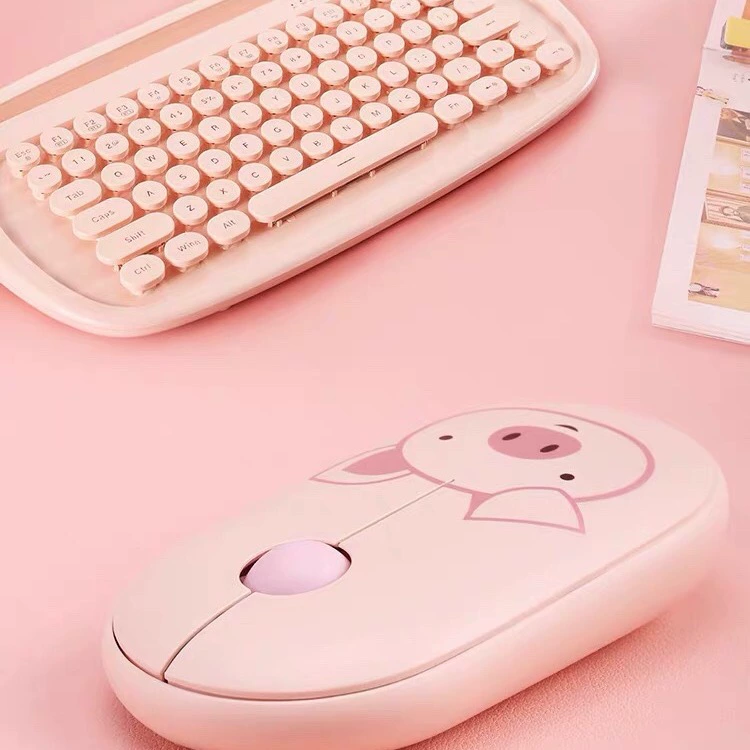 Cartoon fuchsia rechargeable wireless mouse charging, bluetooth